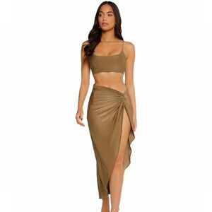 Cami crop top with twist skirt set